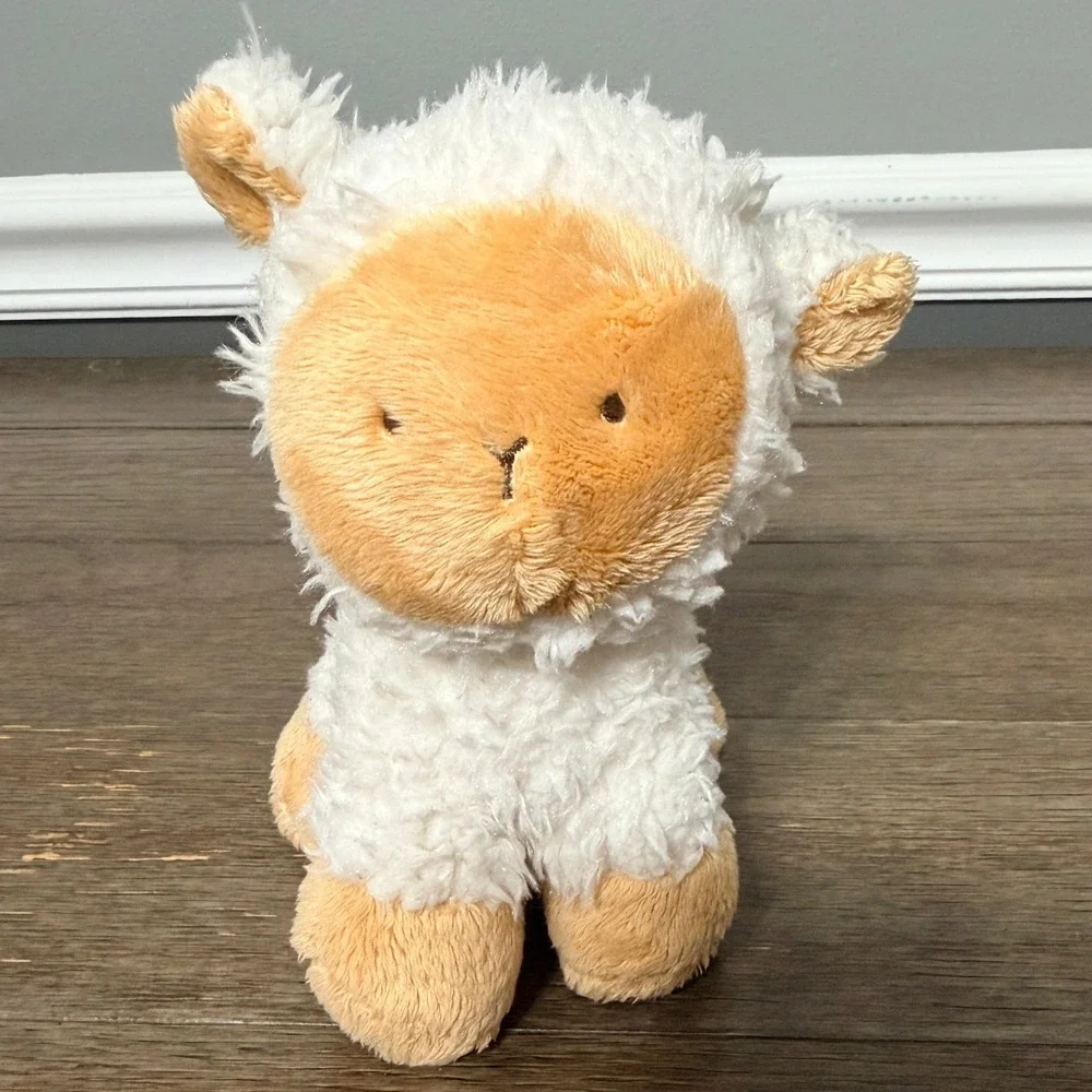 Soft and Fluffy White Tan Lamb Sheep Plush Stuffed Animal Toy 7 Inch Tiny